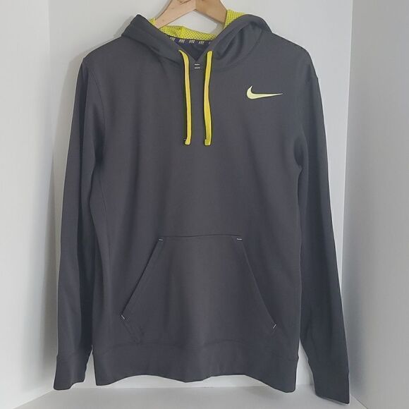 Nike Therma-Fit Knockout Hoodie Grey Yellow Men's Size S - Picture 1 of 9